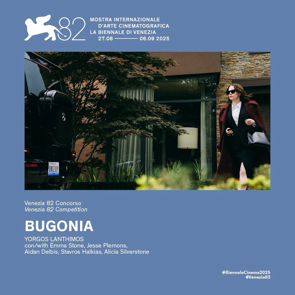 FocusFeatures's tweet image. BUGONIA starring Emma Stone and Jesse Plemons, directed by Yorgos Lanthimos. An official selection of Venice Film Festival 2025.