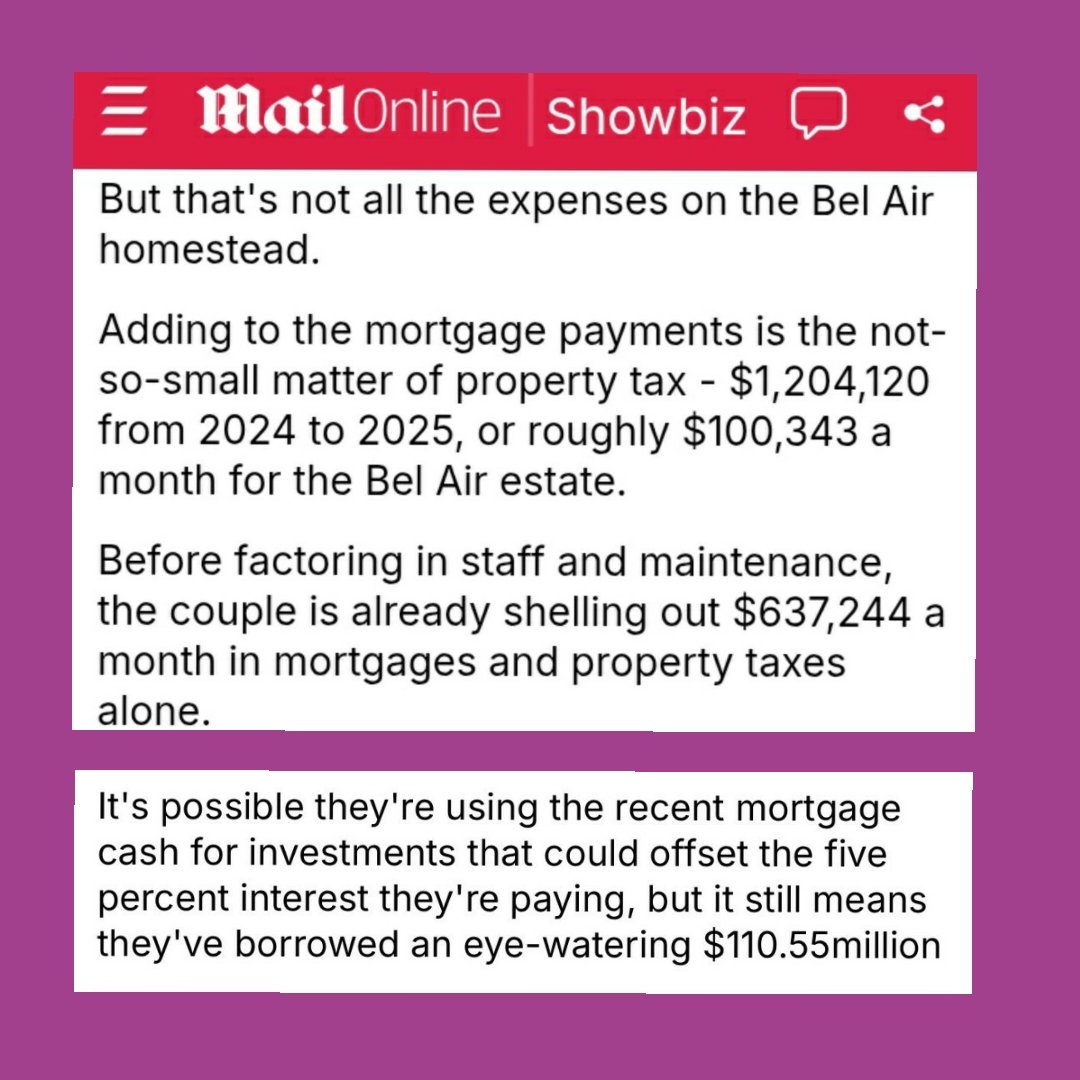 ThePopStuff's tweet image. Is Beyoncé BROKE?
"Jay-Z & Beyoncé have taken out a $58M mortgage on their Bel Air mansion, bringing their total borrowing on the property to a whopping $110M."
Beyoncé's 'Cowboy Carter' tour is set to conclude on Saturday and all the earnings will be used to pay her HUGE DEBT.