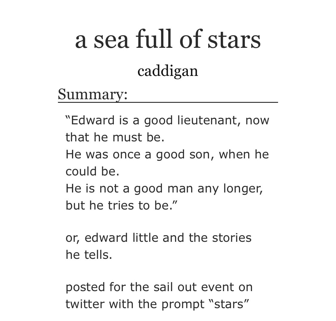 danny (@calliander) on Twitter photo happy sail out day <a href="/SoSFlashFest/">Sail-Out Summer Flash Fest ⚓️</a>!! here’s my post for the prompt “stars” in which edward little is the most miserable man ever!! archiveofourown.org/works/67973361 happy sail out day <a href="/SoSFlashFest/">Sail-Out Summer Flash Fest ⚓️</a>!! here’s my post for the prompt “stars” in which edward little is the most miserable man ever!! archiveofourown.org/works/67973361