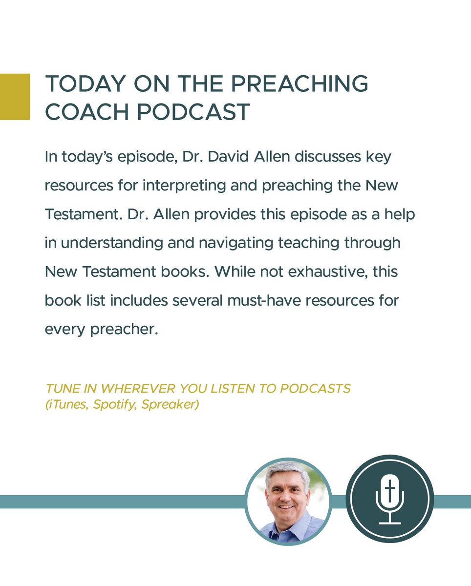 preaching_coach's tweet image. The Preaching Coach Podcast: In today’s episode, Dr. David Allen discusses key resources for interpreting and preaching the New Testament. Dr. Allen provides this episode as a help in understanding and navigating teaching through New Testament books. While not exhaustive, this…
