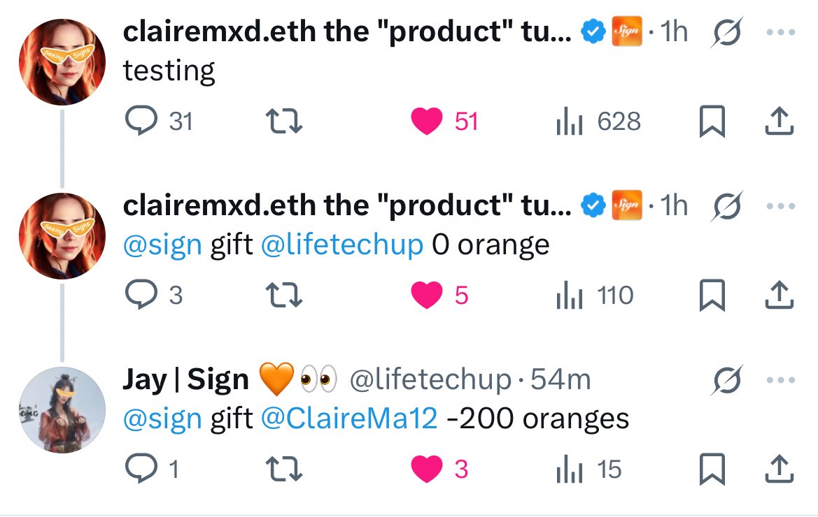 funfact: our producg queen of <a href="/sign/">Sign 🧡👀</a> &amp; our best dev of sign is cookin and vibin to each other to test our new features on X to the Sign Super App 😂🧡

both of you ma'am &amp; ser wen gib orange to the wizard of sign to test 🍊🍊🍊