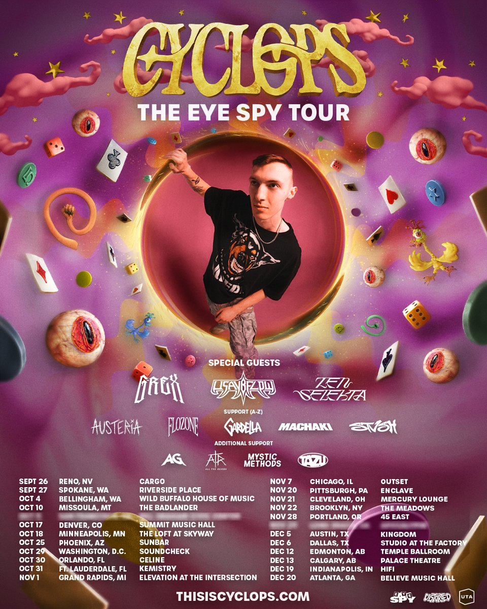 thisiscyclops's tweet image. THE EYE SPY TOUR IS HERE!!! 🔍
🚨 I’m giving first access to presale tix w/ the secret password this thursday, july 24th at 10am!
⏰ General onsale begins Friday at 10am if you don’t score presale tix first
Sign up with the link below! 👇