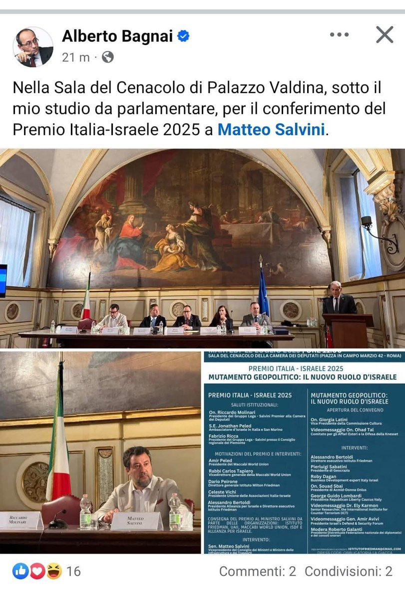 AndreaGuglieri's tweet image. #Bagnai è sempre stato così.
Ora però si nota meglio, a #genocidio in corso.
Questo post potrebbe essere il suo monumento definitivo, da farsi con materiale a scelta.
Anche se l'ex pendolare di Pescara è abile a superarsi.
***
Italia-Israele #Salvini
separazione delle carriere