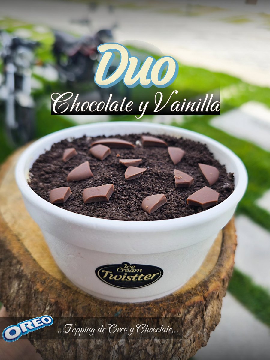 Nuevo Helado DUO... La combinación de helado de chocolate y helado de vainilla con Topping de Oreo y Trozos de Chocolate 😋😋😋... <a href="/htwistter/">TWISTTER | 🍨Heladería y Hamburguesería 🍔</a> 

Delivery en la zona de Pomasqui y la Mitad del Mundo 🌎 🌎 🌎 

#heladeriatwistter 
#HeladoArtesanal 
#vainilla 
#chocolatecake 
#oreo