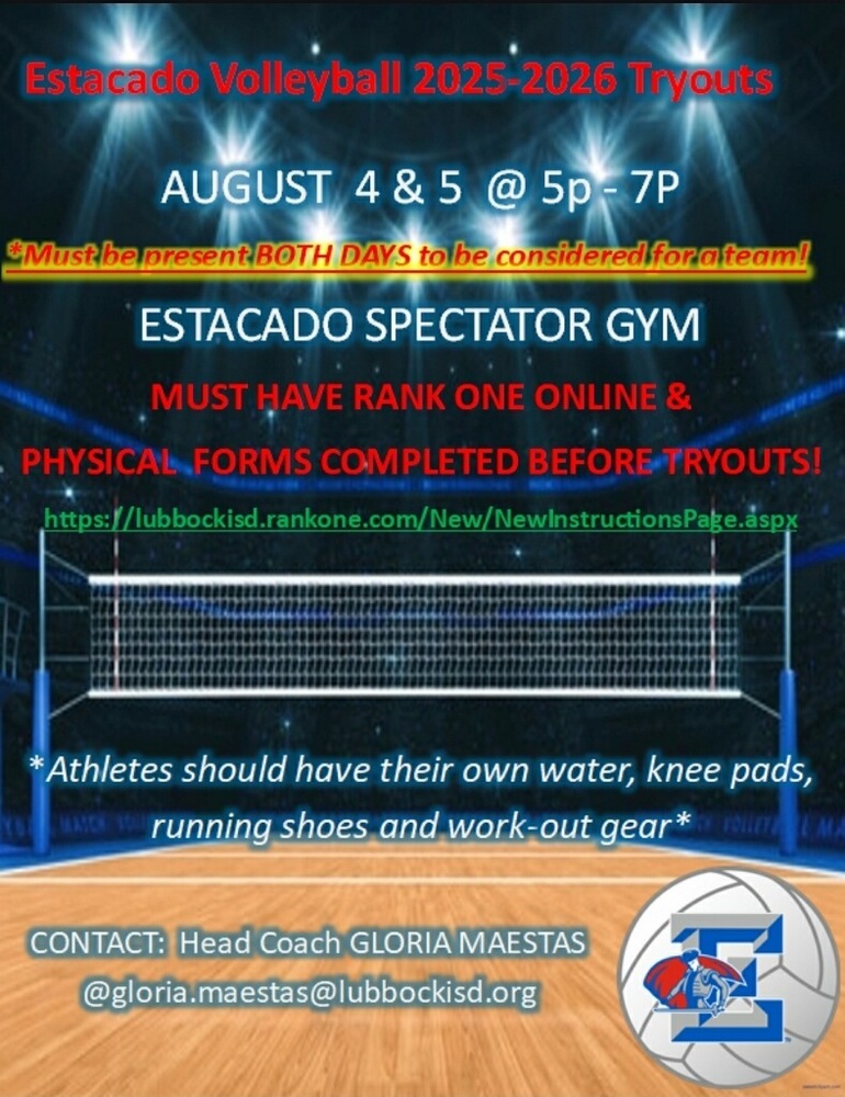 25-26 Estacado Volleyball Tryouts lubbockisd.org/o/ehs/article/…