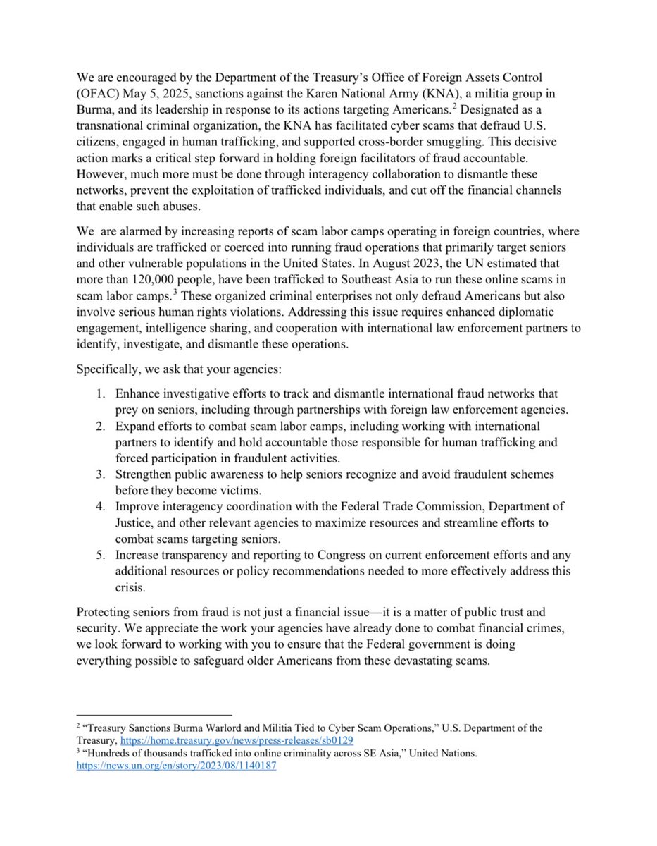 SenateAging's tweet image. 🚨 NEW: Chairman @SenRickScott led his Senate Aging colleagues in a letter urging federal action against foreign scam artists robbing older Americans of their life savings, security & peace of mind.
“Protecting seniors from fraud is not just a financial issue—it is a matter of…