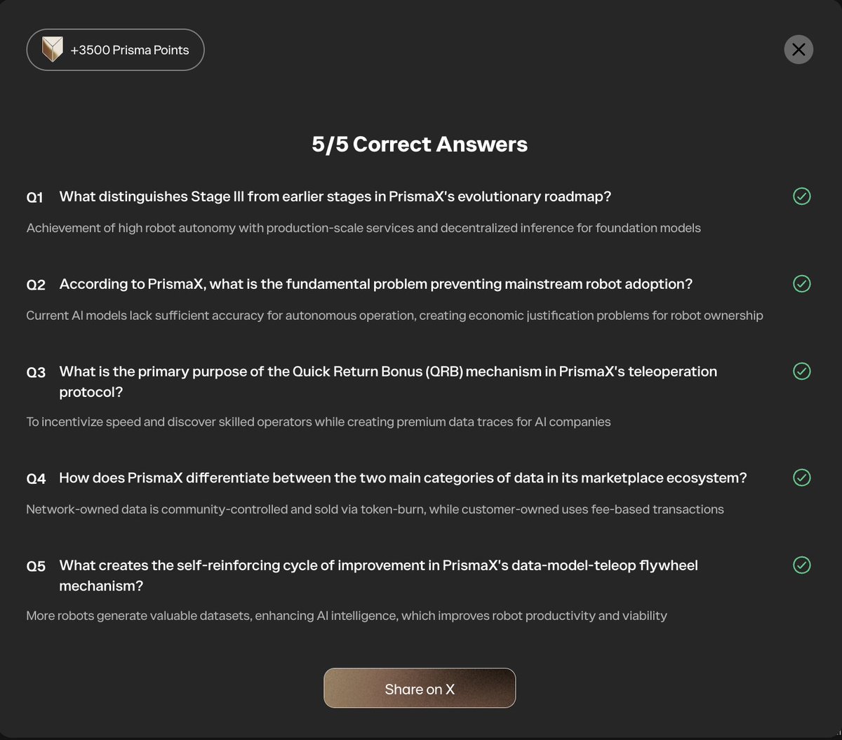Potansiyel $PIX airdrop, yapmayan kalmasın 🪂

Ai16z liderliğinde 11 Milyon$ yatırım toplayan <a href="/PrismaXai/">PrismaX</a> projesi geçen hafta Whitepaper'ını duyurdu ve puan toplayabileceğimiz bir quest yayınladı.

1- Siteye gidin ve phantom sol cüzdan bağlayın (1000 puan).