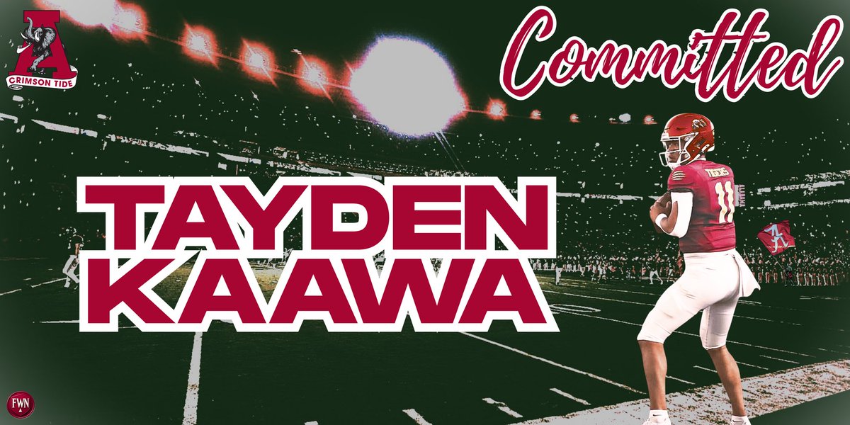 456FinalWhistle's tweet image. 💥🅰️🌊🐘🌊🅰️💥Tayden Kaawa has committed to the University of Alabama! The 6'5 235lbs QB joins the class and is the Tide's second quarter back committed. He brings a strong arm and an elite field sense. His development will be something to watch in his future. #RollTide #DeBoer