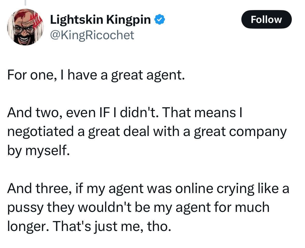 TripleHHHPaulL's tweet image. So he’s saying he’d fire his agent for gimmick infringement? Ahaaaa!!!