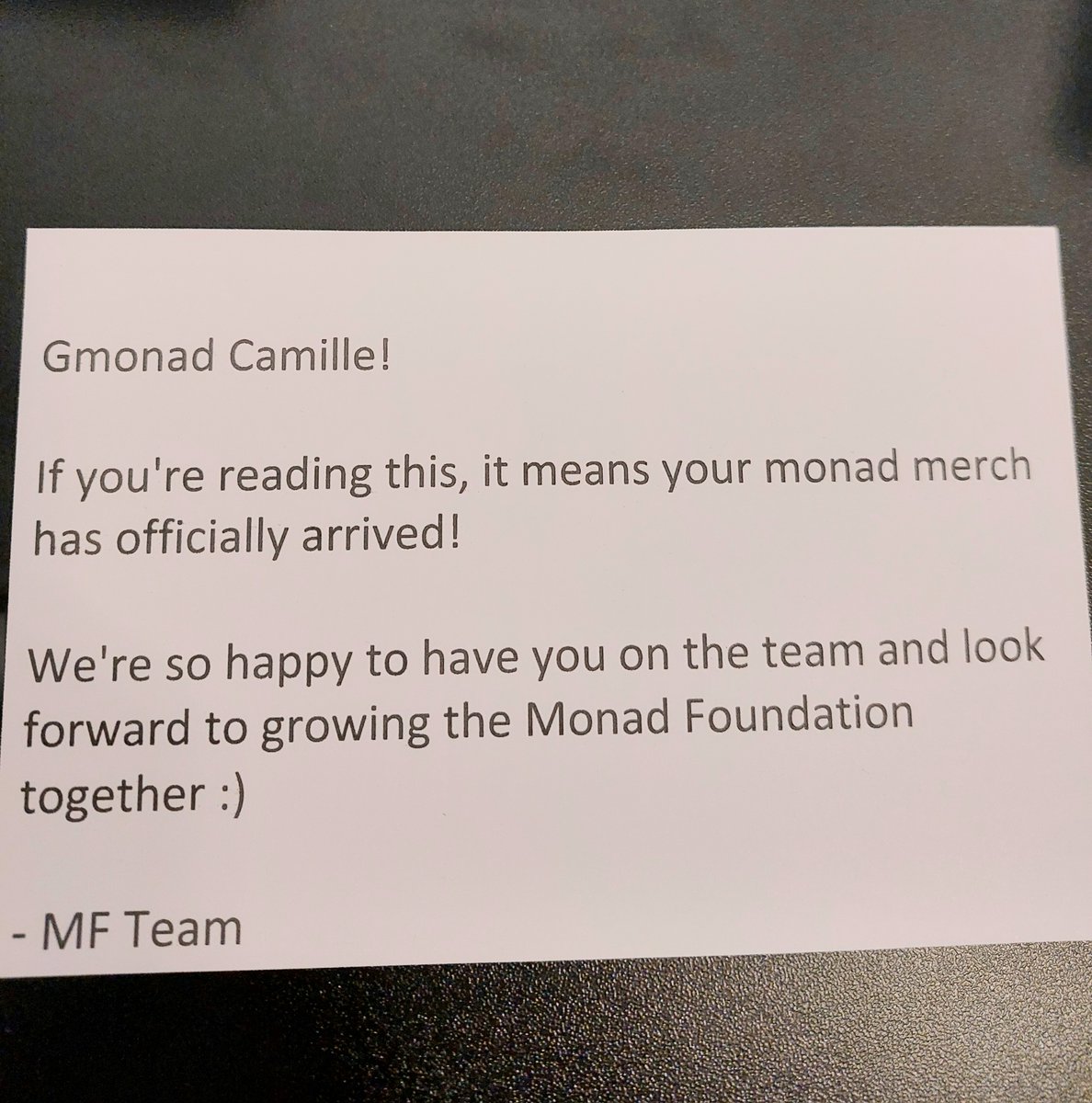 CamilleBzd's tweet image. Gmonad. Today, it's been 2 weeks since I started to work at @monad foundation as an engineer. Things are moving fast, and what better way to hold on than an emotional companion sent directly by the team? Or maybe he is just here to check I am doing my PRs who knows