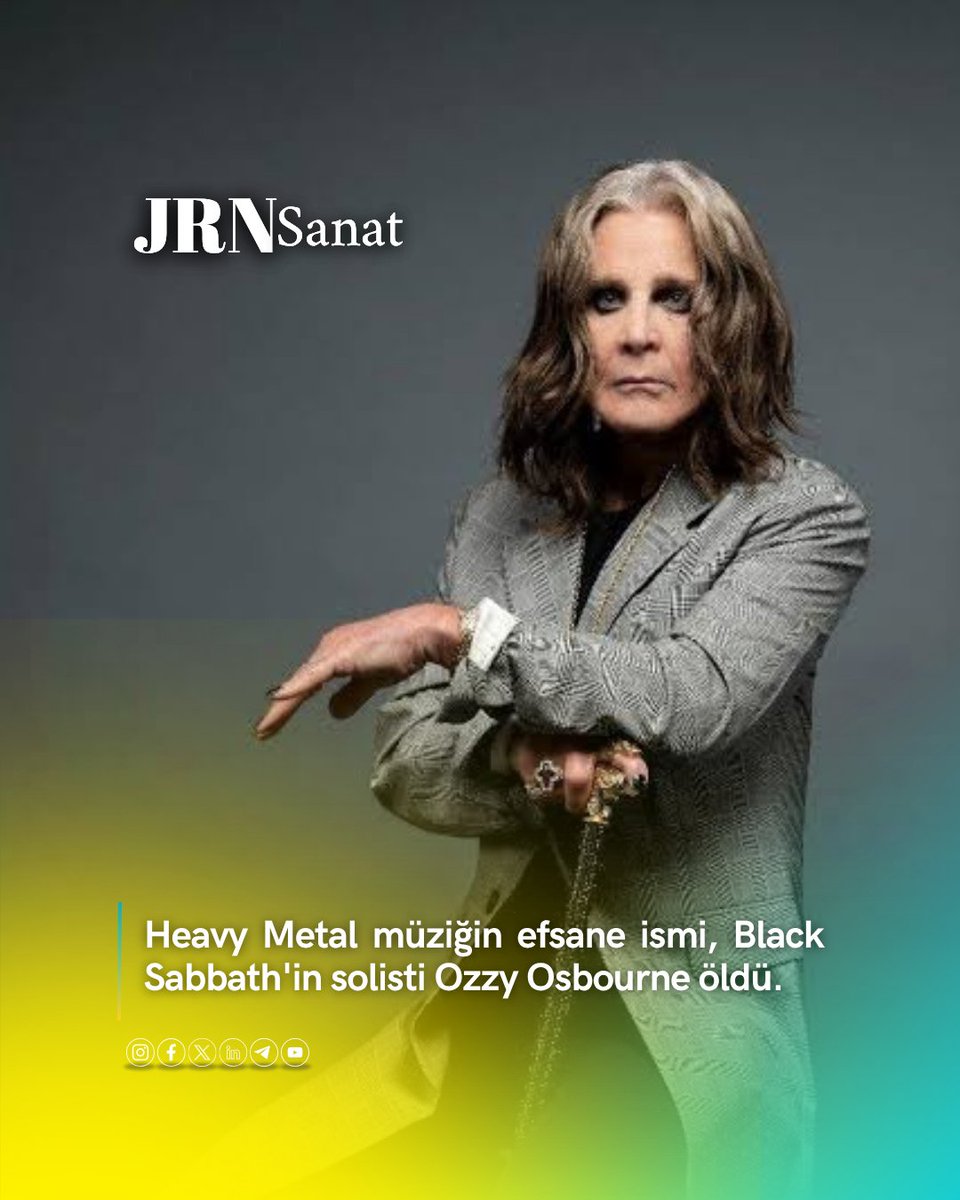 jrnsanat's tweet photo. Heavy Metal müziğin efsane ismi, Black Sabbath'in solisti Ozzy Osbourne öldü.

#OzzyOsbourne #BlackSabbath #HeavyMetal #Metal #Rock #RockMüzik https://t.co/1sI9qu8cYK