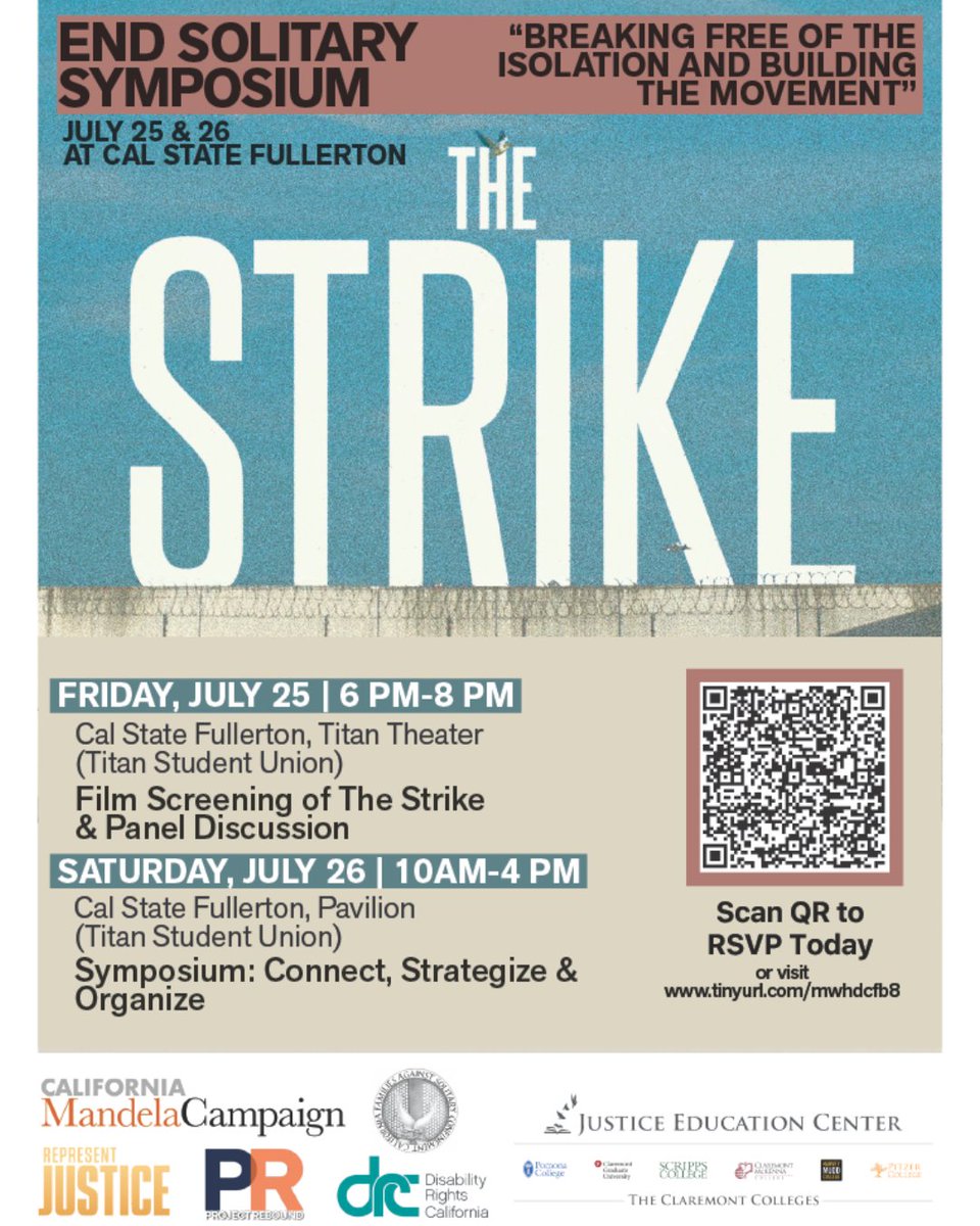 DisabilityCA's tweet image. THIS WEEKEND, July 25-26 DRC is proud to be in the mighty coalition of orgs presenting the End Solitary Symposium on the Cal State Fullerton campus alongside The California Mandela Campaign, California Families Against Solitary Confinement, Represent Justice, Project Rebound, and…
