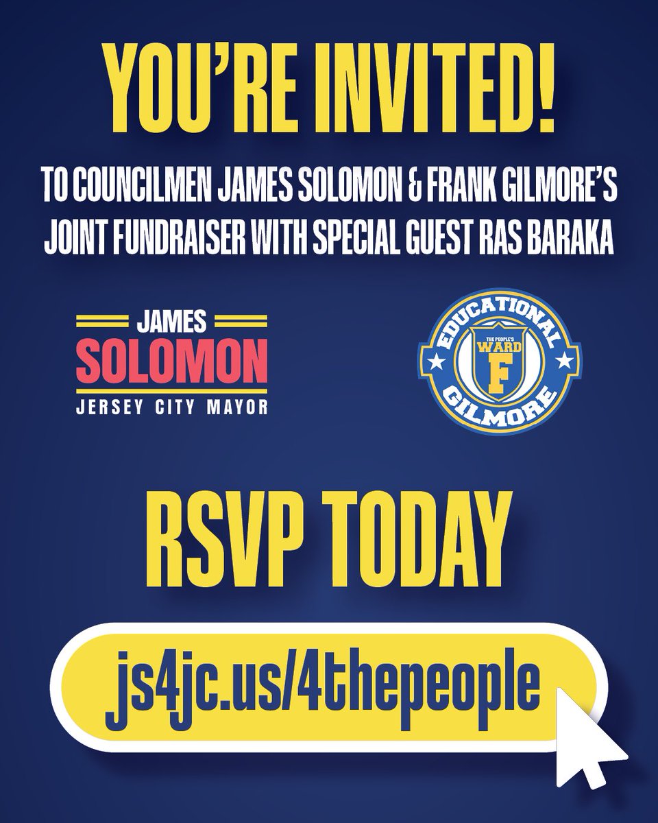 SolomonforJC's tweet image. We’re one week out! Join Frank Gilmore and me for a fundraiser at The Factory featuring special guest Mayor Ras Baraka. As Newark’s mayor, he’s been a bold progressive leader—we’re proud to stand with him in the fight for change in Jersey City.
RSVP: js4jc.us/4thepeople