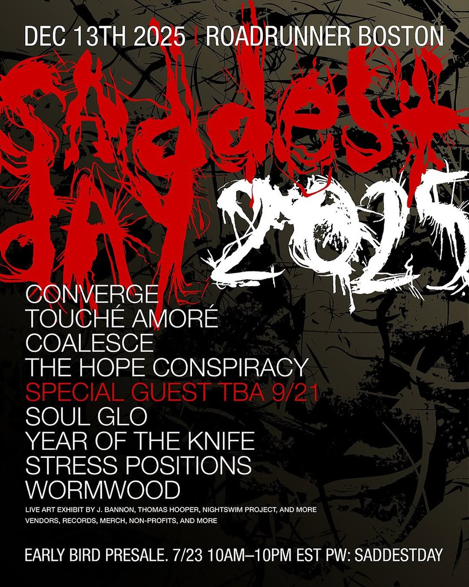 brooklynvegan's tweet image. Converge announce Boston fest Saddest Day ft. Touché Amoré, Coalesce, The Hope Conspiracy, Soul Glo, more