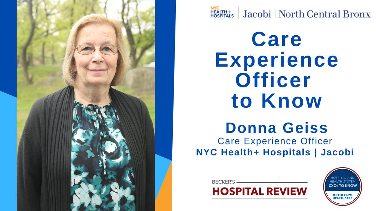 JacobiHosp's tweet image. 🎉 Congrats to Donna Geiss, CXO at Jacobi, on being named one of Becker’s 2025 CXOs to Know!
A well-deserved honor for a true leader in patient experience. 👏
.
.
#CXOtoKnow #JacobiStrong #BeckersHealthcare