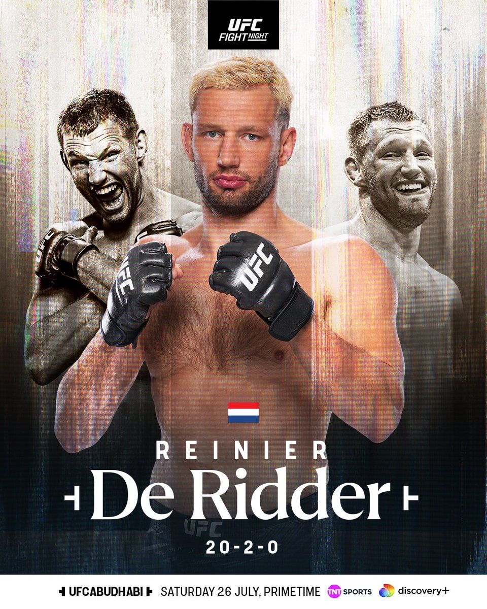 ufcontnt's tweet image. 𝗥𝗗𝗥 ⚔️
Reinier de Ridder returns to the UFC Octagon on Saturday night 🔥
#UFCAbuDhabi | Saturday, 6PM | LIVE on TNT Sports 2 and discovery+