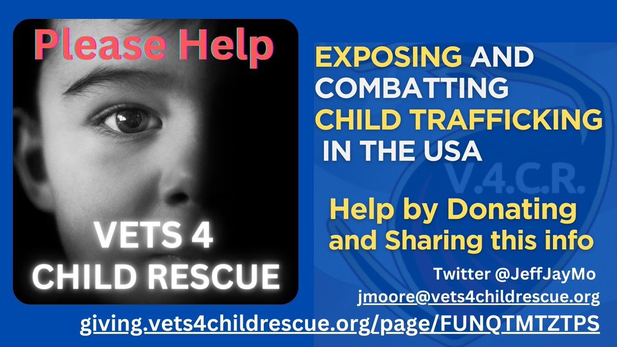 JeffJayMo's tweet image. Dear Patriots
Please Help me raise money to fight Child Sex Trafficking in the US. Please consider donating to:
VETS 4 CHILD RESCUE
$5 $25 $50 .. everything helps
Watch Contraland Documentary on Youtube
Donation Page:
giving.vets4childrescue.org/page/FUNQTMTZT…