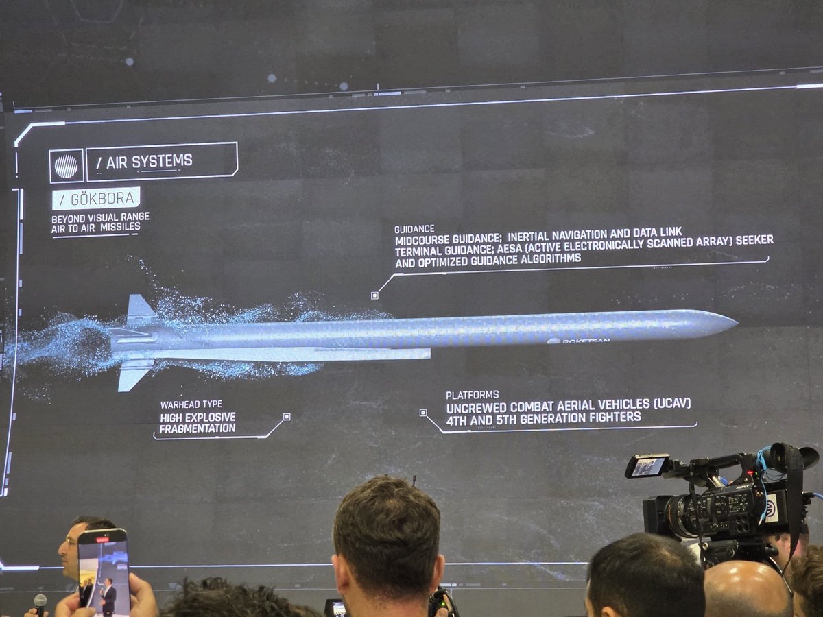 restitutorII's tweet image. 🇹🇷
Turquie: La Turquie présente GÖKBORA, son nouveau missile air-air longue portée. Doté d’un statoréacteur, il est guidé par une centrale inertielle et un lien de données, et peut fonctionner même en environnement brouillé au GPS (guerre électronique). En phase terminale, il…