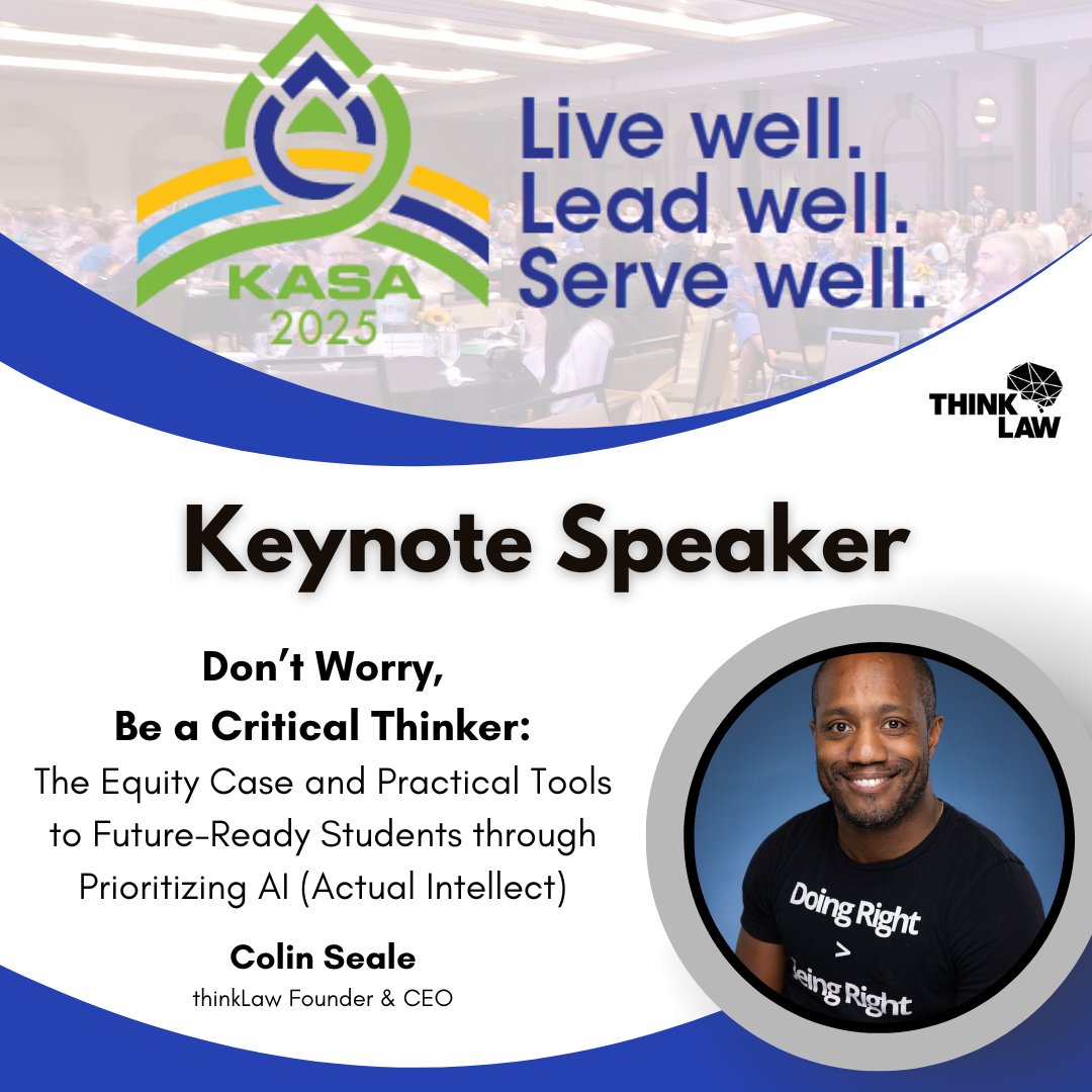 thinkLaw (@thinklawus) on Twitter photo This week <a href="/ColinESeale/">Colin Seale, J.D.</a> will keynote the <a href="/KASAEdLeader/">Kentucky Assn of School Adm.</a> Annual Leadership Institute in Lousville, KY! We're excited to share practical tools with leaders on how to future-ready students through prioritizing AI (actual intellect), especially in Tier 1 instruction. This week <a href="/ColinESeale/">Colin Seale, J.D.</a> will keynote the <a href="/KASAEdLeader/">Kentucky Assn of School Adm.</a> Annual Leadership Institute in Lousville, KY! We're excited to share practical tools with leaders on how to future-ready students through prioritizing AI (actual intellect), especially in Tier 1 instruction.