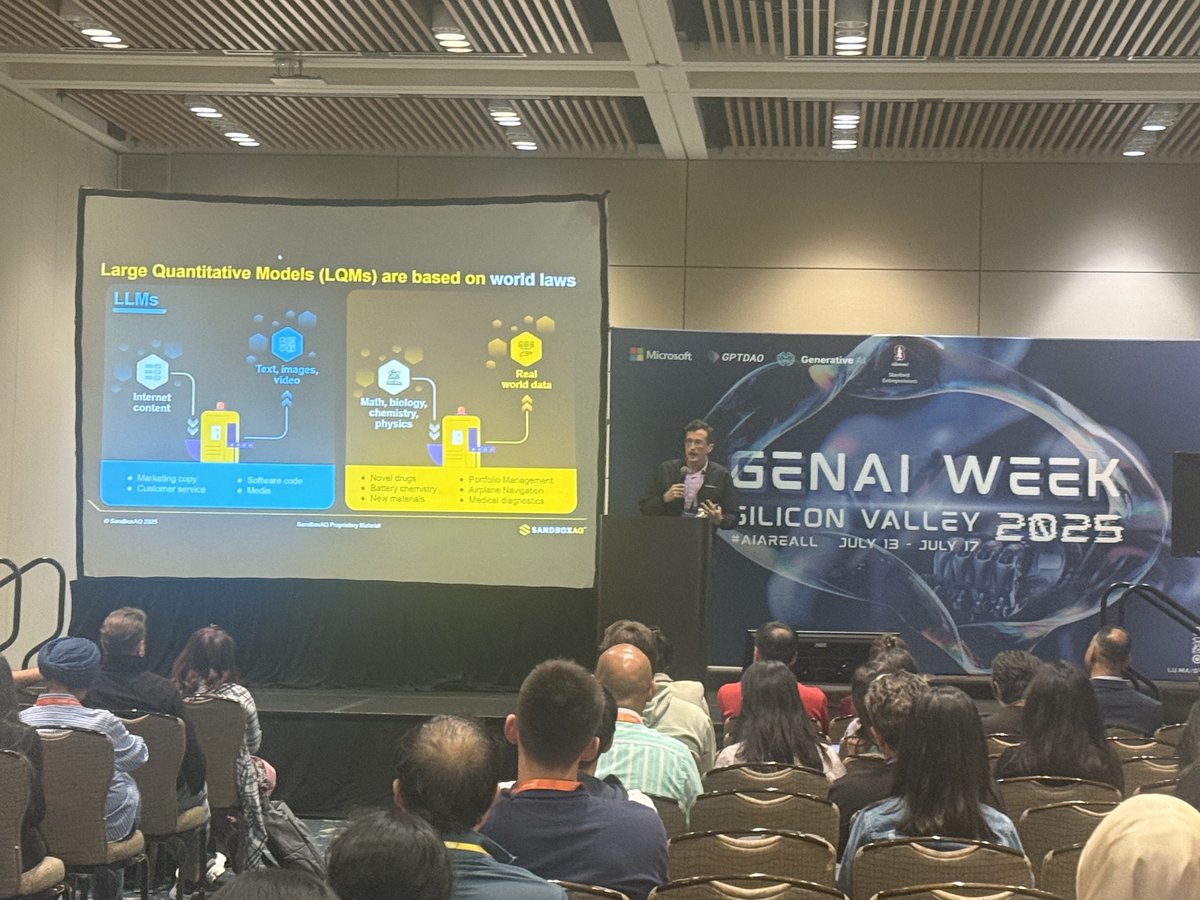 SandboxAQ's tweet image. @SandboxAQ, which showed up strong at GENAI WEEK 2025 in Silicon Valley.
On the AGI Stage, Ali Khodaei, SandboxAQ's VP of AI product, was joined by leaders from @Princeton , SitHub, Odyssey, and Reality Defender for “The Big Brain Theory: Scaling Agentic AI”, a conversation on…