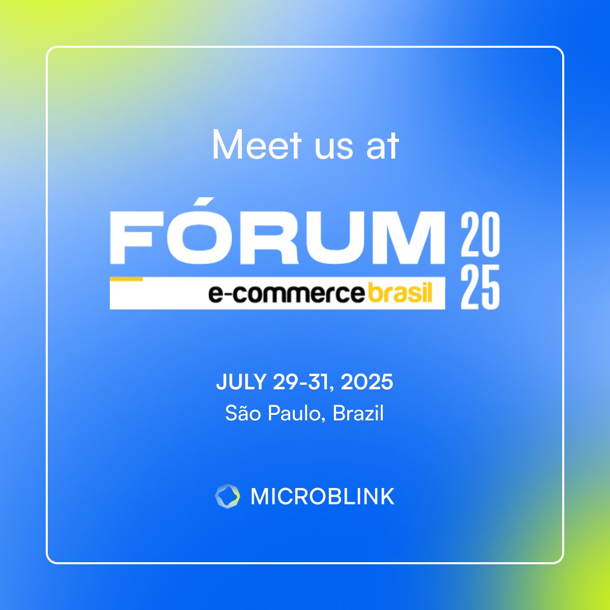 Next week we will be attending <a href="/eCommerce_Br/">ecommerce_br</a> in São Paulo!

We're looking forward to learning from industry leaders, &amp; sharing how Microblink’s tech helps enterprises improve efficiency, security, &amp; deliver better customer experiences.

If you're attending, we'd love to connect!