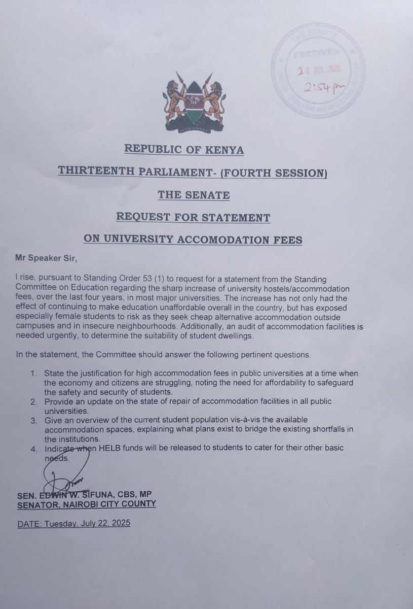 UNSA_UON's tweet photo. The movement has started. 

Support from Senator Sifuna @edwinsifuna one of our beloved alumni

We call upon all the alumni possible to join the fight. @okayojoshua @HEBabuOwino @DrmajiwaG 
NoAdmission of first years. Total UONSHUTDOWN

#AccommodationfeeMustFall 
#UoNOnStrike https://t.co/wnHicILXsf