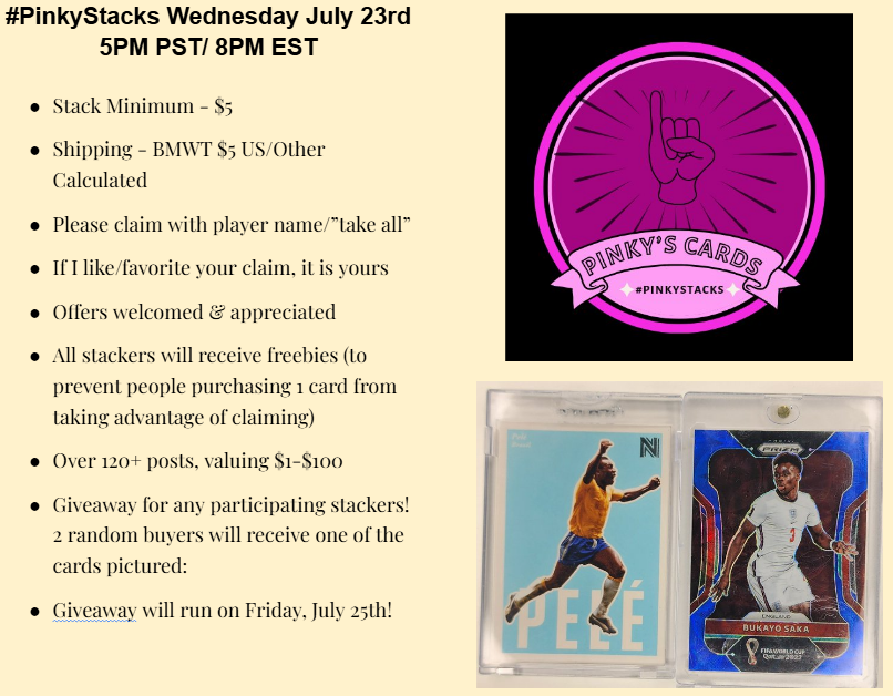 PinkyCards's tweet image. #PinkyStacks - all posts are scheduled & ready to roll tomorrow evening! Quick summary below.
Look forward to seeing yall tomorrow 🙏