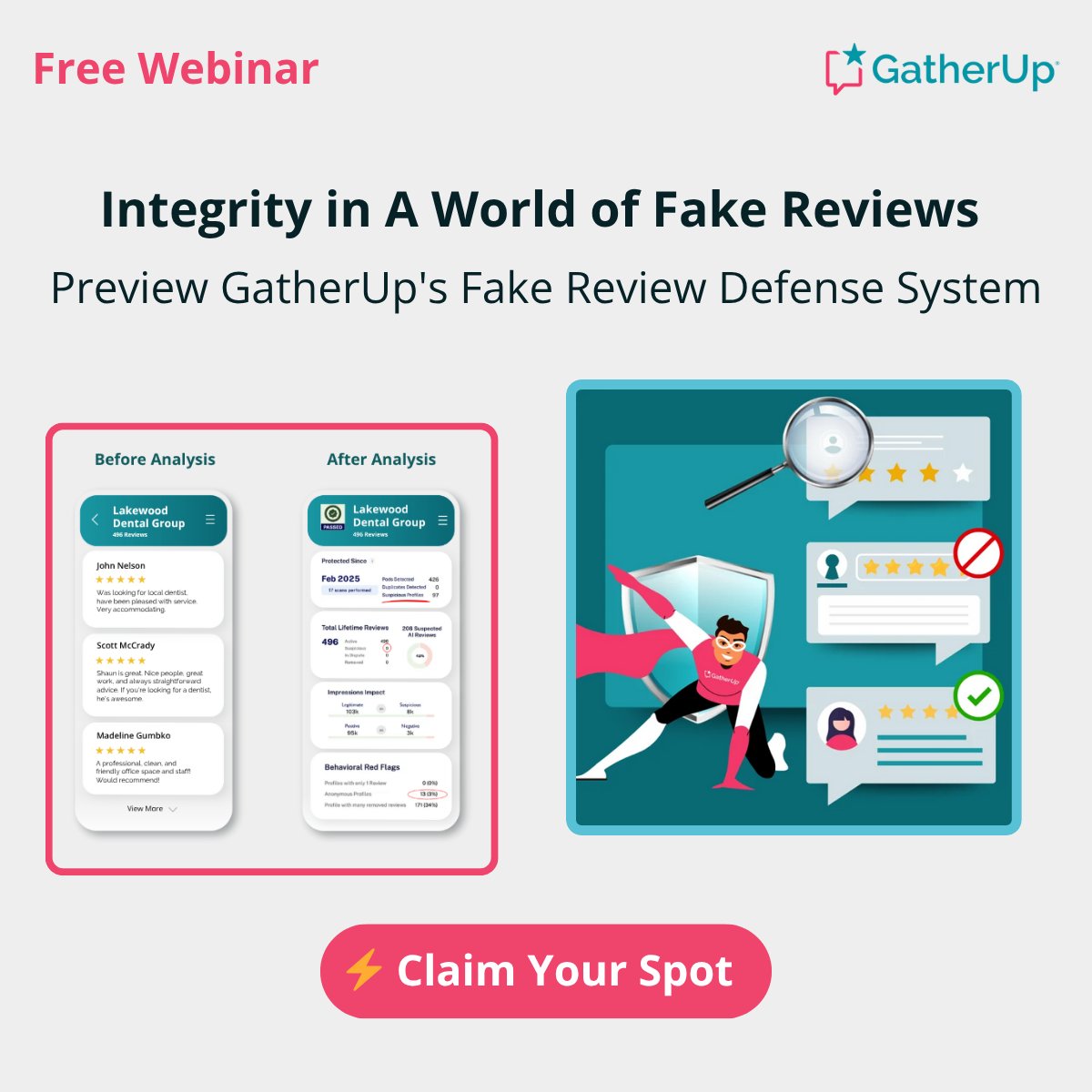 Fake reviews = lost trust + lost revenue. 💸
Learn how to spot, dispute, and shut them down—automatically.

📅 Free webinar: hubs.la/Q03yhd9s0