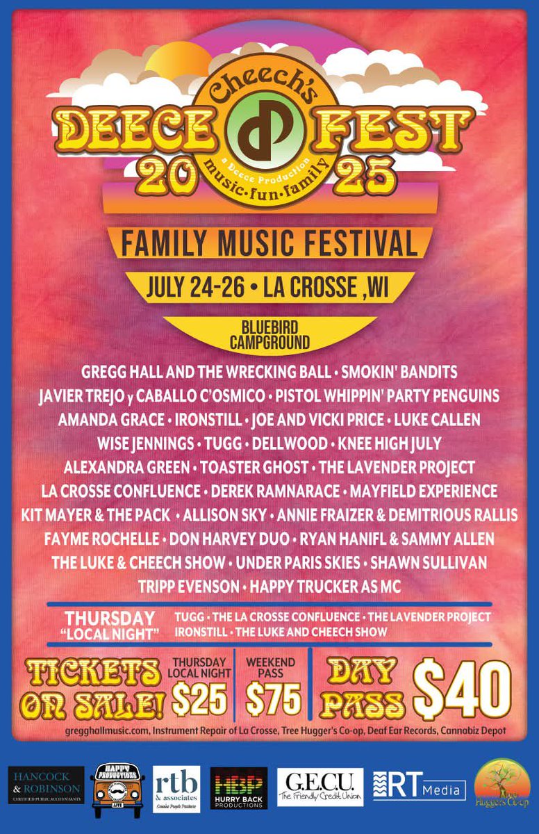 Deece Fest is this weekend!! Get your tickets here: deeceproductions.ticketspice.com/cheechs-deecef… #lacrossewi #wi #livemusic #shows #festival