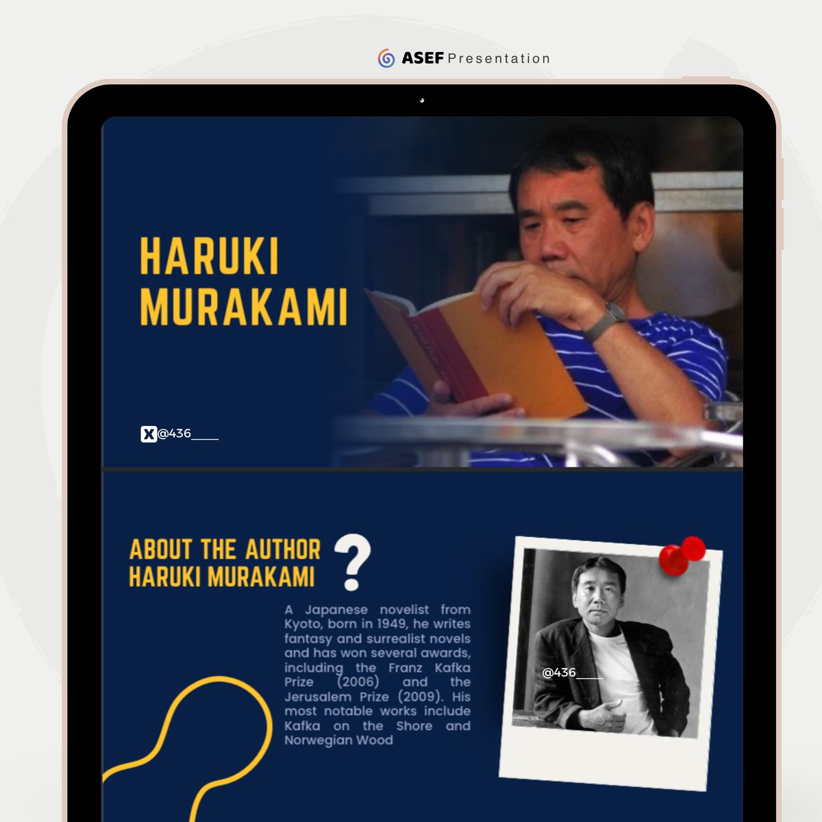 برزنتيشن الكاتب #هاروكي_موراكامي Haruki Murakami