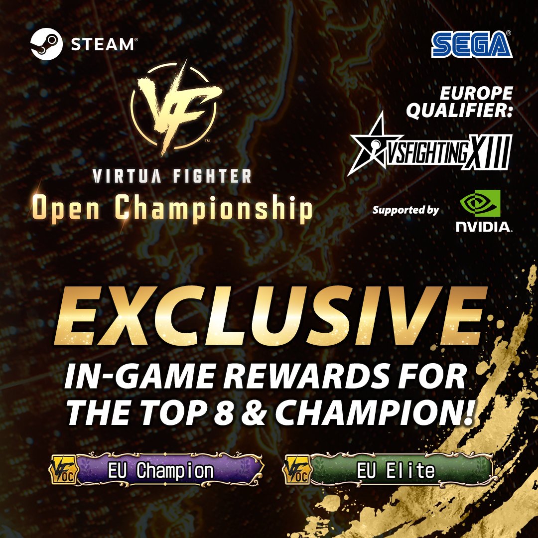LET EM KNOW!💪🔥​

​🏅 Make it to the top 8 at #VSFightingXIII 16-17 August 2025 and earn a special #VF5REVO in-game title!​

​🏆 The champ gets their own unique title and a spot in the #VFOC2025 Global Finals!​

Register Today! 📋start.gg/tournament/vsf…​

#VF5REVO #LegacyVF