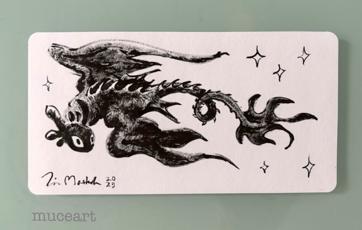 muceart's tweet image. Little ink doodle on leftover paper.
