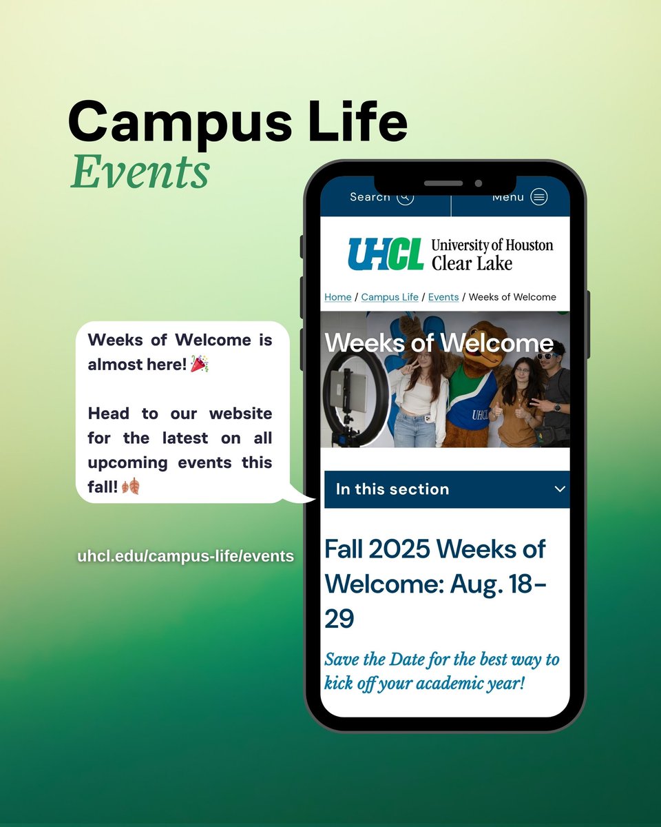 Summer’s wrapping up, but Hawk life is just heating up 🔥
Weeks of Welcome is around the corner—mark your calendars and get ready to dive into fall! 🦅🎉
🔗 uhcl.edu/campus-life/ev…
