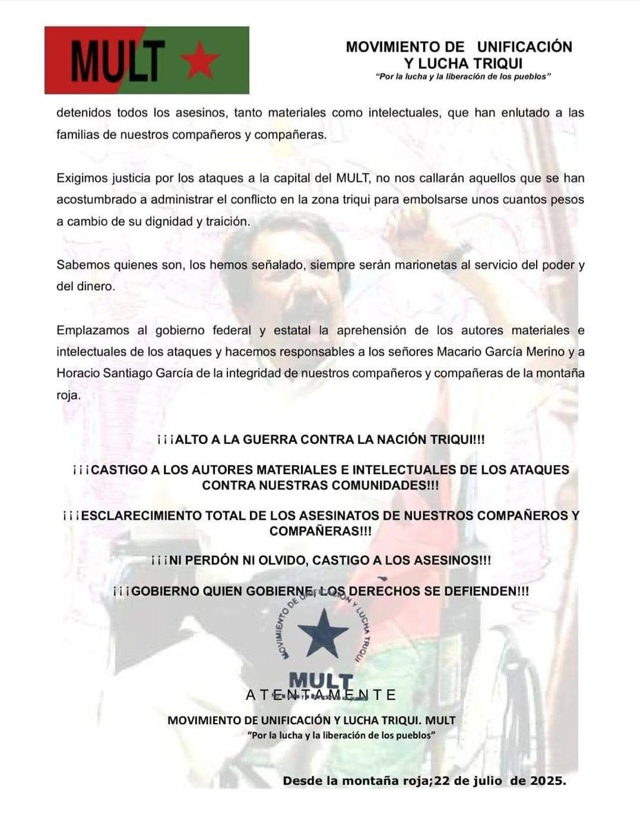 siimachumaa's tweet image. ¿Quien protege y financia a los paramilitares del Multi para seguir gozando de la impunidad?

Exigimos enérgicamente castigo a los autores materiales e intelectuales de los ataques contra nuestras comunidades.
@jesusromerooax @salomonj