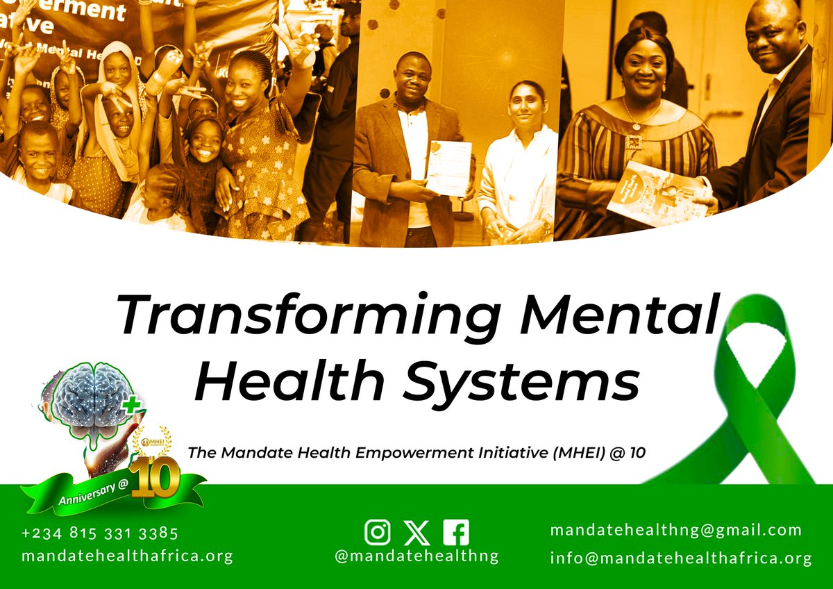 🎉 10 years of impact, advocacy &amp; transformation!
MHEI has been at the forefront of reshaping mental health systems in Nigeria and Africa.
Here's to a decade of progress — and the journey ahead. 💚
#MHEIAt10 #MentalHealthAfrica #SystemStrengthening #TransformingMentalHealth