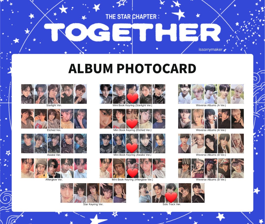 nekooo_250's tweet photo. TXT together トレカ交換 minibook solotrack

【譲】1枚目 スビン、ヨンジュン、ヒュニンカイ
【求】2枚目❤同種ボムギュ、ウィバショ特典同種ボムギュ

郵送での交換希望です📮
お気軽にお声掛けください🙇‍♀️ https://t.co/DIaTNsDy5E