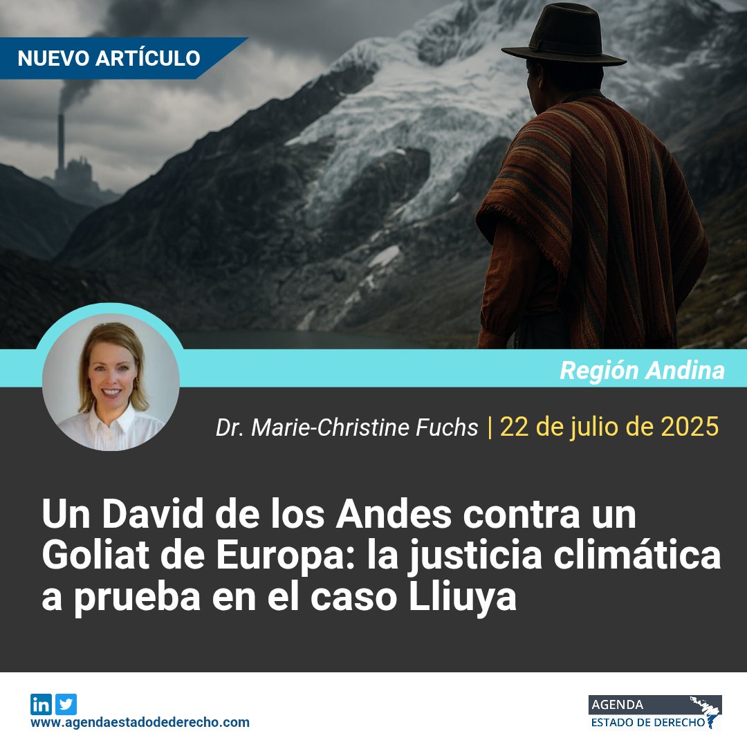 ¿David de los Andes contra Goliat de Europa? 🇵🇪⚖️🇩🇪 El caso Lliuya, entre un campesino peruano y el gigante RWE, sienta un precedente único. 

¿Puede una empresa del Norte Global ser responsable por daños climáticos en el Sur? Un fallo crucial que redefine la #JusticiaClimática.