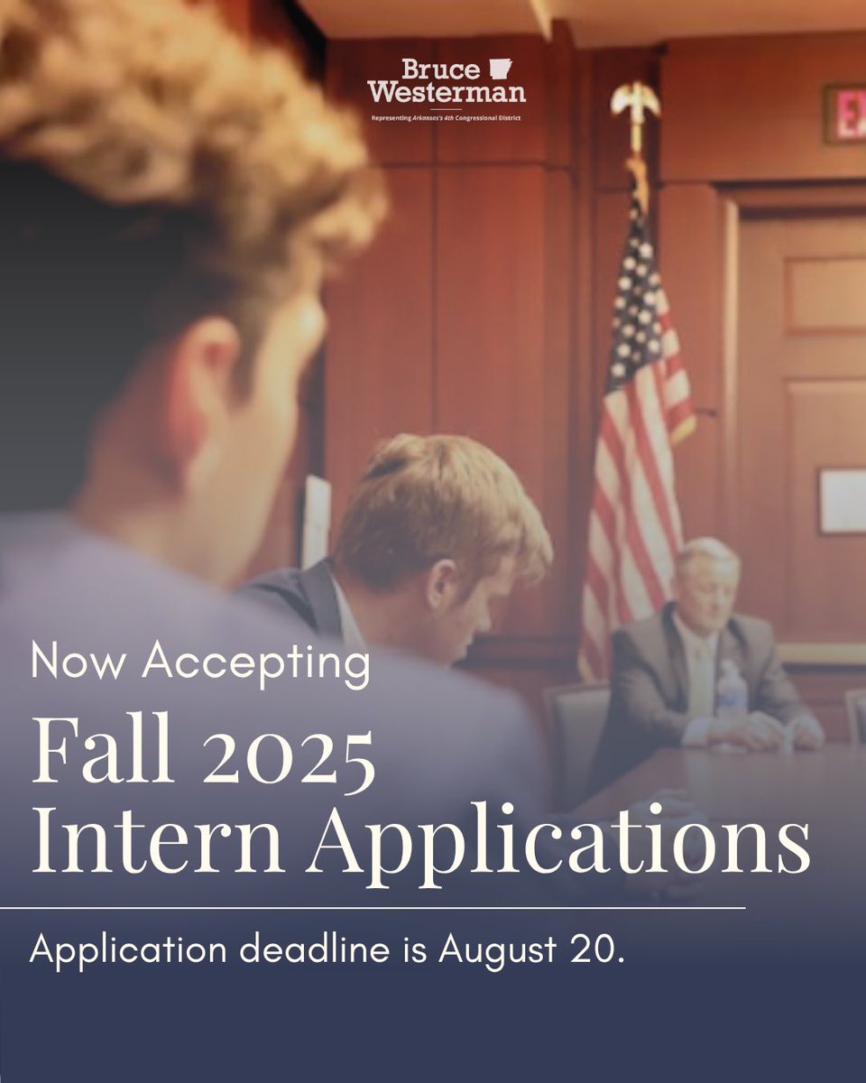 RepWesterman's tweet image. My Washington DC office is now accepting applications for Fall 2025 Internships!
Congressional internships are an excellent opportunity for students to receive a front row view to the legislative affairs of Congress. Through countless learning opportunities and impactful…