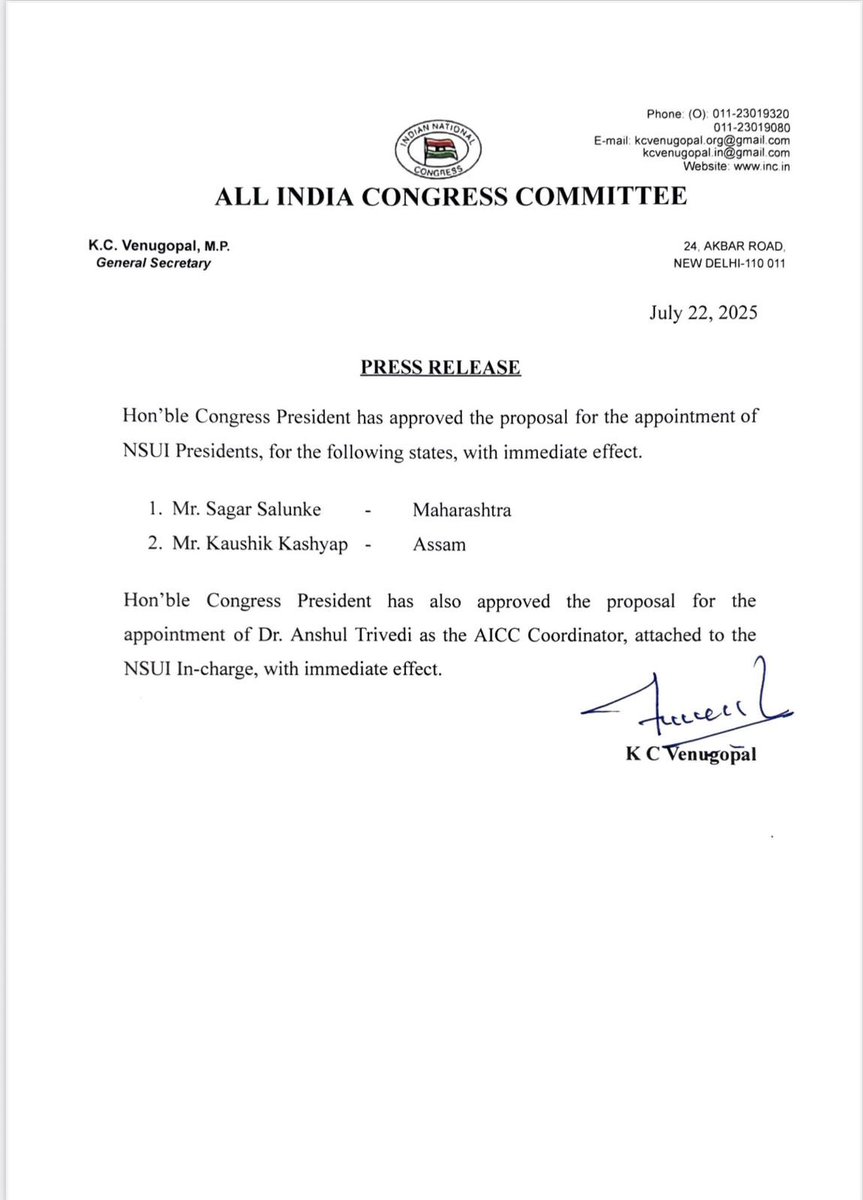 Kanta Gwala (@iikantagwala) on Twitter photo नव-नियुक्त <a href="/nsui/">NSUI</a> पदाधिकारियों को हार्दिक बधाई एवं शुभकामनाएं। <a href="/varunchoudhary2/">Varun Choudhary</a> <a href="/ChetanGwala/">Chetan Gwala</a> <a href="/Maharashtransui/">NSUI Maharashtra</a> <a href="/INCIndia/">Congress</a> नव-नियुक्त <a href="/nsui/">NSUI</a> पदाधिकारियों को हार्दिक बधाई एवं शुभकामनाएं। <a href="/varunchoudhary2/">Varun Choudhary</a> <a href="/ChetanGwala/">Chetan Gwala</a> <a href="/Maharashtransui/">NSUI Maharashtra</a> <a href="/INCIndia/">Congress</a>