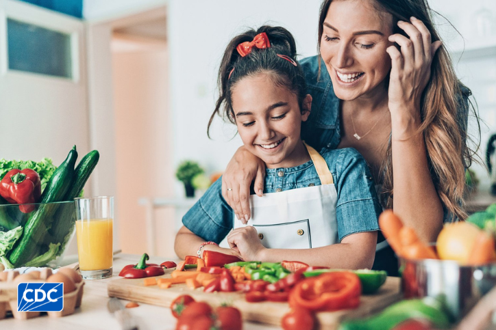 CDC_DNPAO's tweet photo. Parents: You can help set healthy eating patterns for your child by choosing healthy foods for yourself. 🥦🍅🍌

On National Parents Day, check out these tips for introducing young children to healthy foods. https://t.co/oe56UR1W3i https://t.co/61ZjrQ4BO3