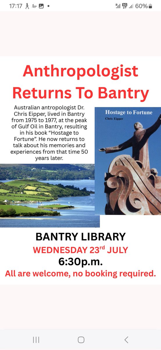 wcorklitfest's tweet image. Wednesday 6.30pm in #BantryLibrary #FreeEvent with Australian anthropologist Chris Eipper