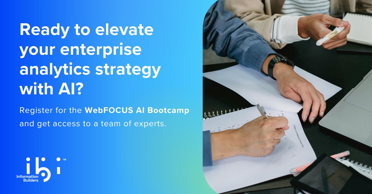 infobldrs's tweet image. The future of analytics is AI! the WebFOCUS AI Bootcamp gets you started. What&apos;s coming next? Even more AI! 🤩 Register Today! bit.ly/4ko52mP
#WebFOCUS #AIBootcamp
