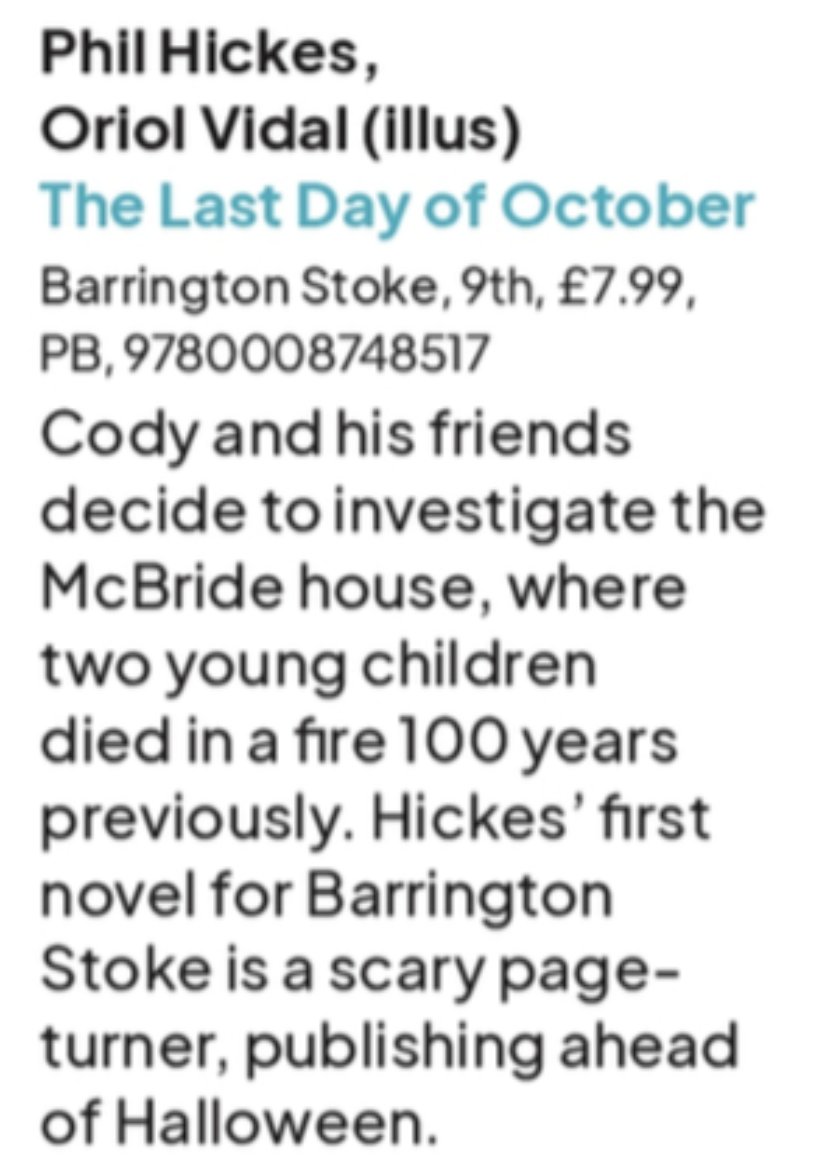 Hickesy's tweet image. Got a nice mention in the Bookseller! Heading your way this Halloween 🎃