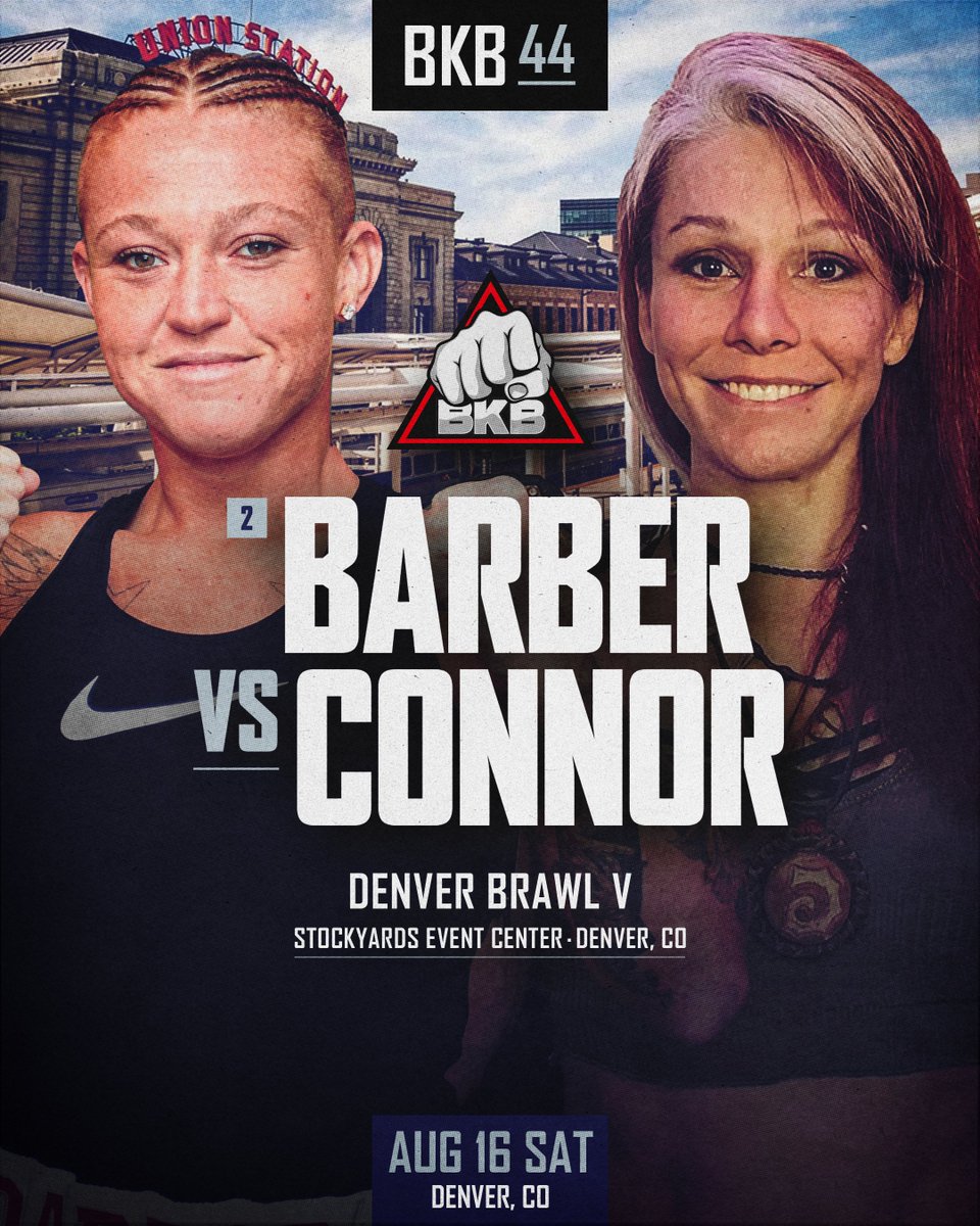 bkbbareknuckle's tweet image. Two more fights in Denver 👊
Miranda Barber makes her return to The Mighty Trigon as she fights Katherine Connor in a Welterweight bout.
Also, Julian Fernandez makes his Trigon debut against BKB legend Kevin "Green Machine" Greenwood.
🎟️ Get tickets now at…