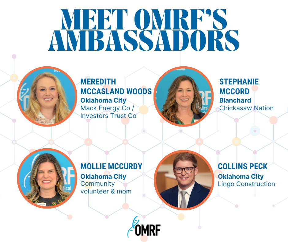 OMRF's tweet image. Meet OMRF's Ambassadors! 👋
As Ambassadors, these young professionals serve as the face of the foundation for their generation. By participating in special projects and selected OMRF activities, they function as goodwill ambassadors for OMRF in the community.
