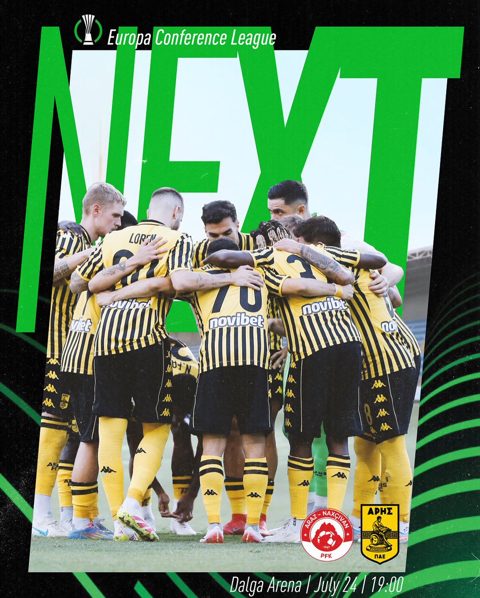 ARIS__FC's tweet photo. SKG ✈️ 🇦🇿
#ARAZARIS
#ARISFC
@conferenceleague
#2ndQualifyingRound
#Matchday01
#VamosARIS
@novibet https://t.co/lrTxGr7R62