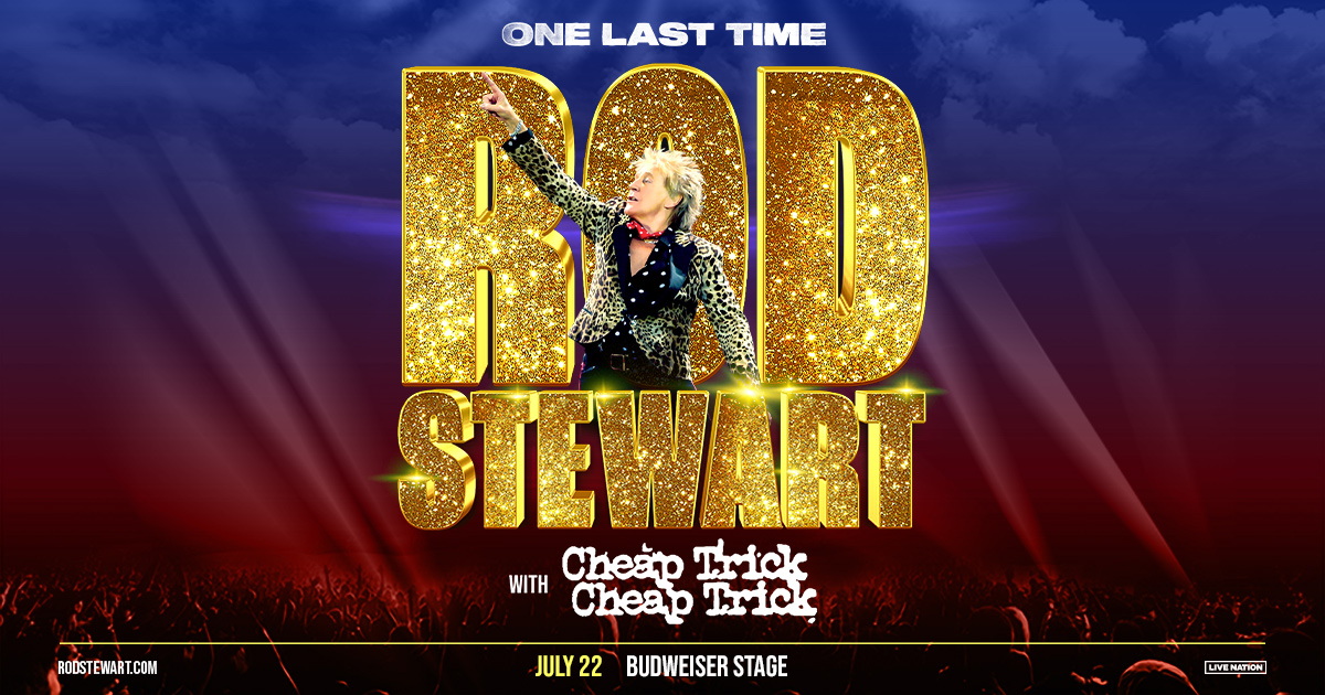 budweiserstage's tweet image. TONIGHT 🤘 Legendary two-time Rock & Roll Hall of Fame inducted singer-songwriter @rodstewart brings the highly anticipated One Last Time tour to our stage!
Doors - 6:00 PM
Cheap Trick - 7:30 PM
Rod Stewart - 9:00 PM
*All times are subject to change