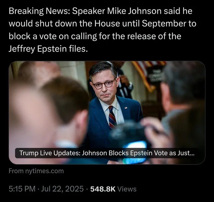 FlagAndFire's tweet image. Through the end of September, the House is only supposed to be in session for 18 days.
Shut it down!
But release the Epstein Files first.