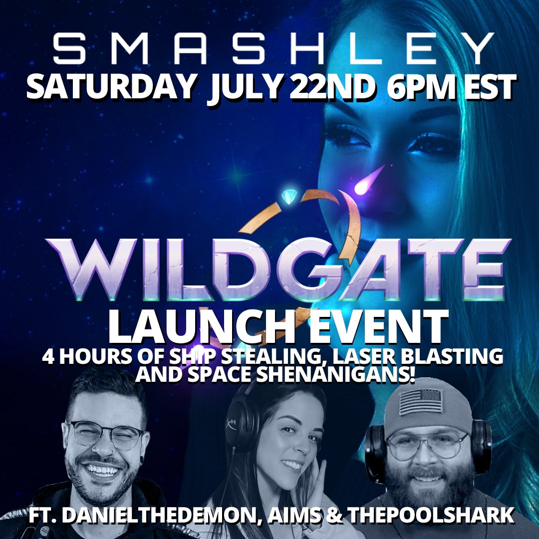 SmashleyTwitch's tweet image. AHHHHH Excited for tonight!!!😊
Jumping into the @playwildgate launch with the BEST team!! @DanieltheDemon @AimsTV & @The_Poolshark!!
Don't miss it!! 6pm EST/5pm CST!!! 4 hours of space hijacking shenanigans!! #ad