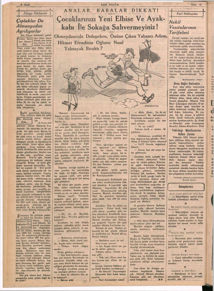 Çocukların kıyafet ve ayakakbılarını çalan hırsızlar (1933)